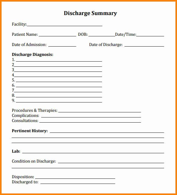 11 hospital discharge forms