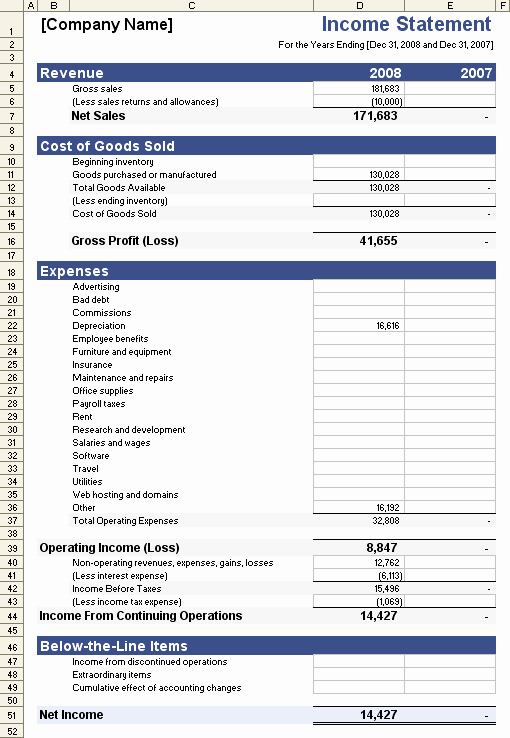 in e statement template