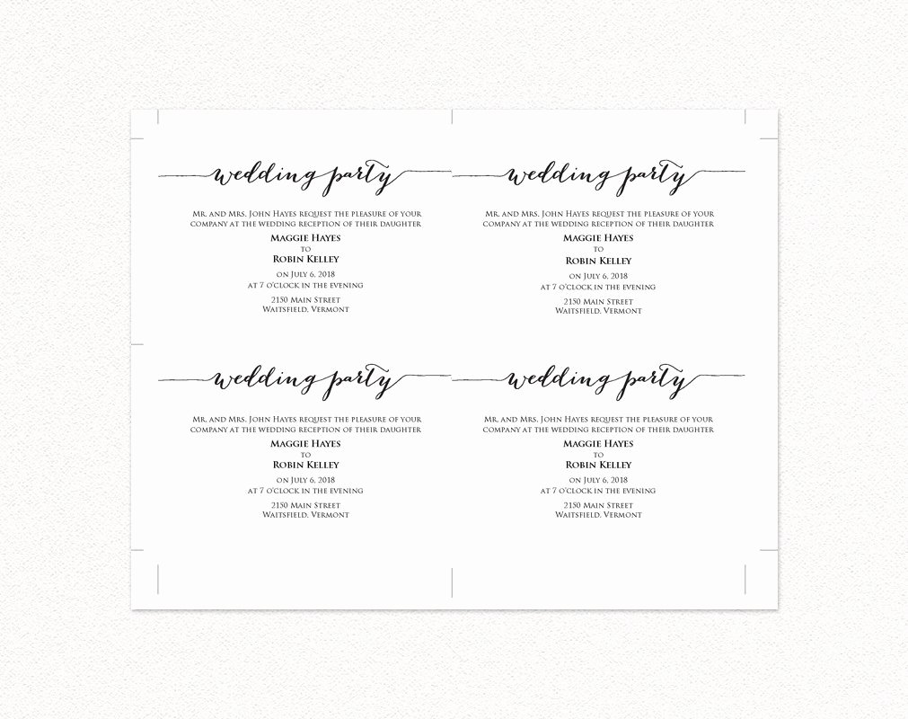 Information Card Template Lovely Wedding Party Invitation · Wedding Templates and Printables