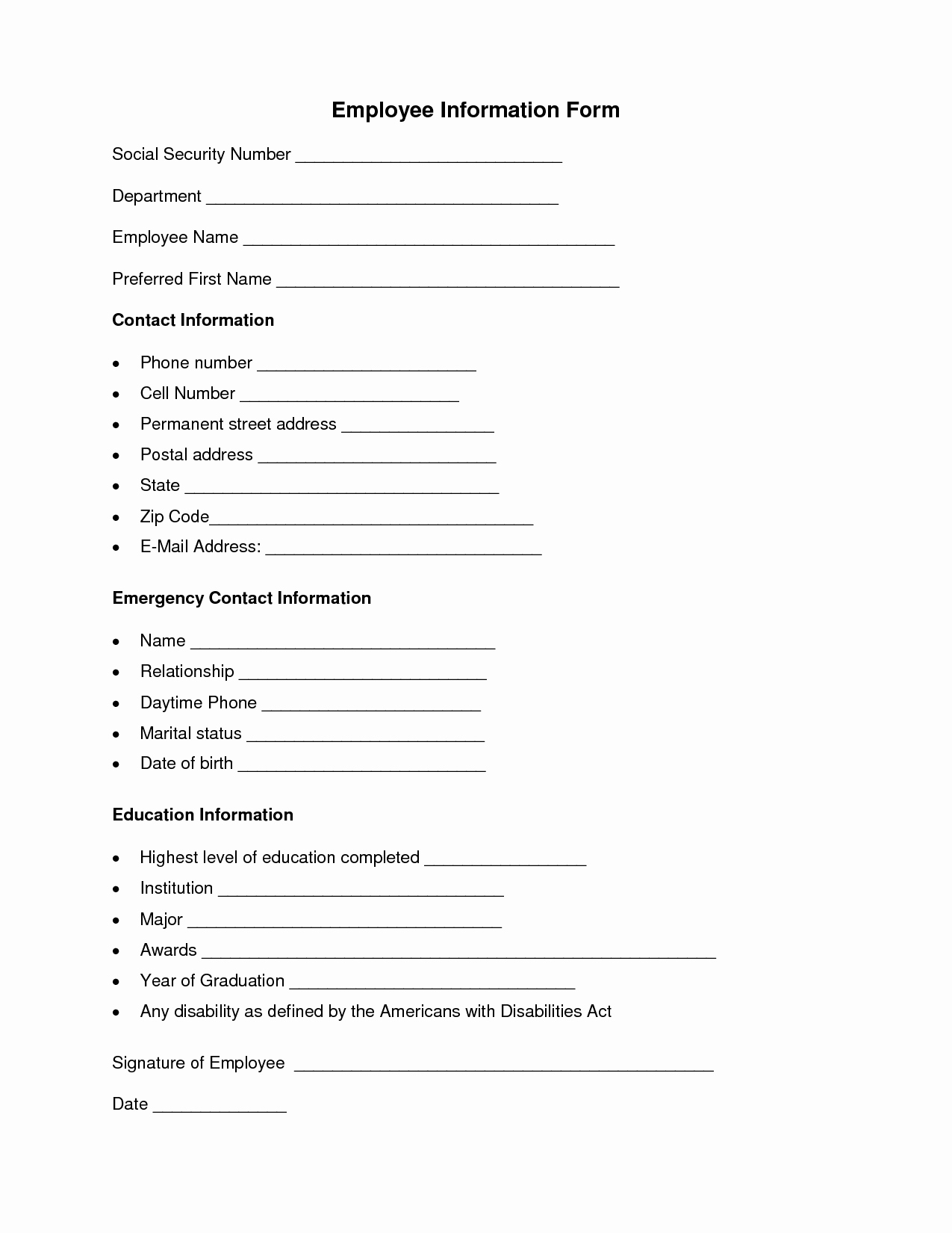 information form template awesome employee information form employee forms of information form template