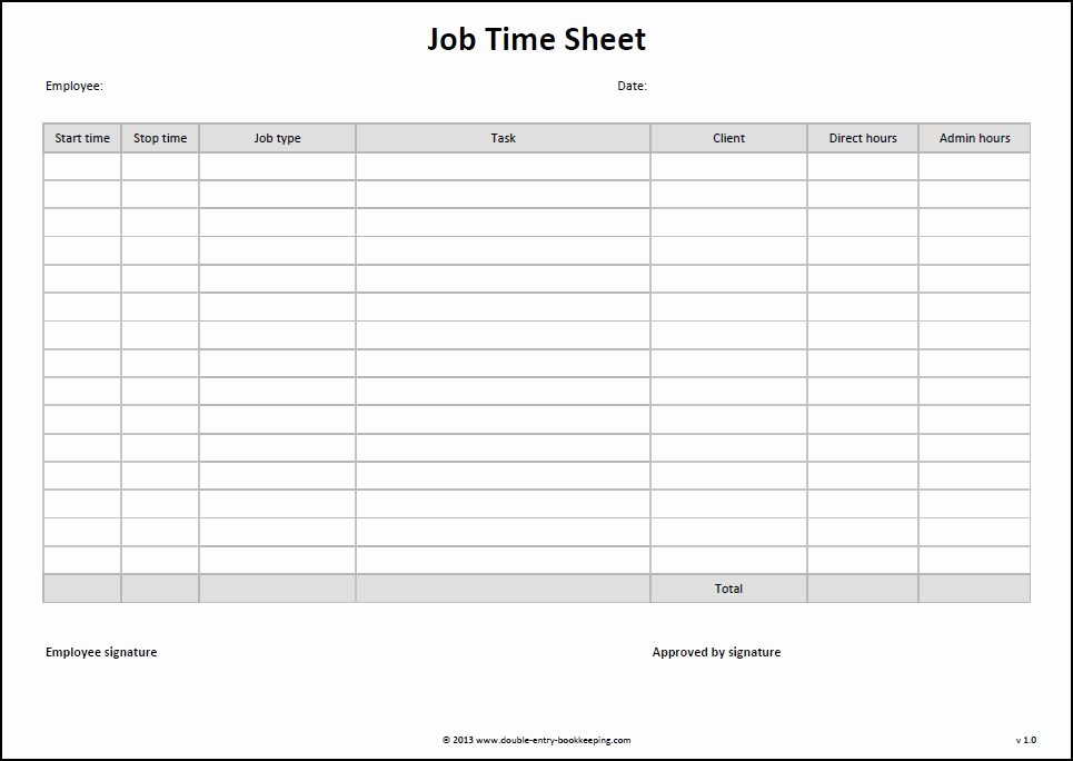 job time sheet template