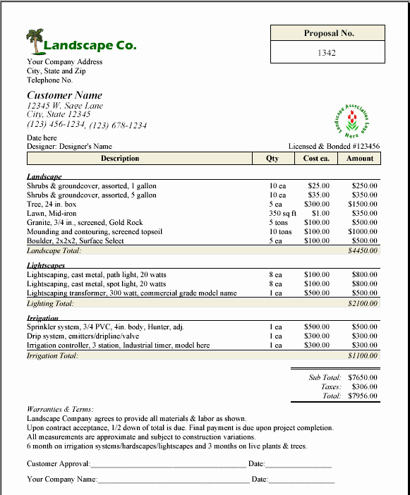 lawn service proposal template free fresh printable sample lawn service contract form of lawn service proposal template free