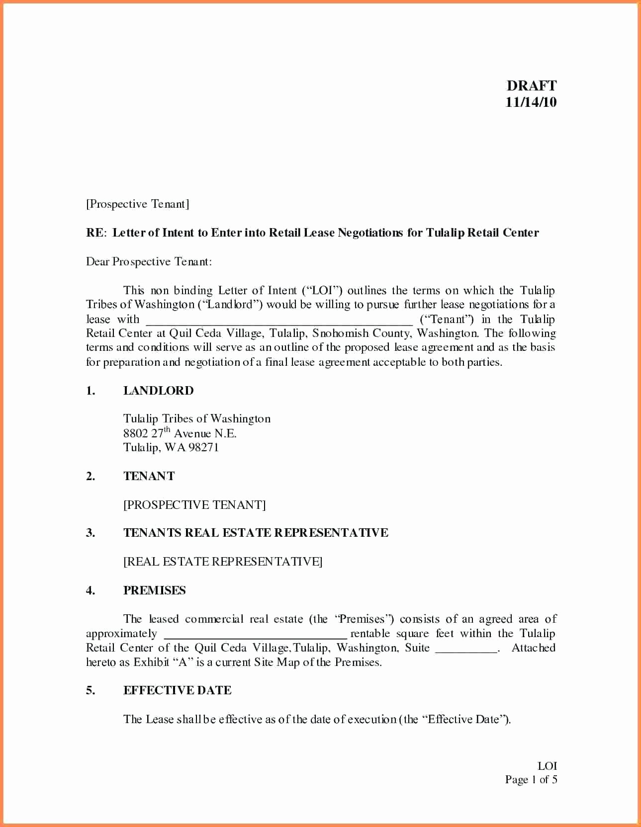 letter of intent to lease mercial property template