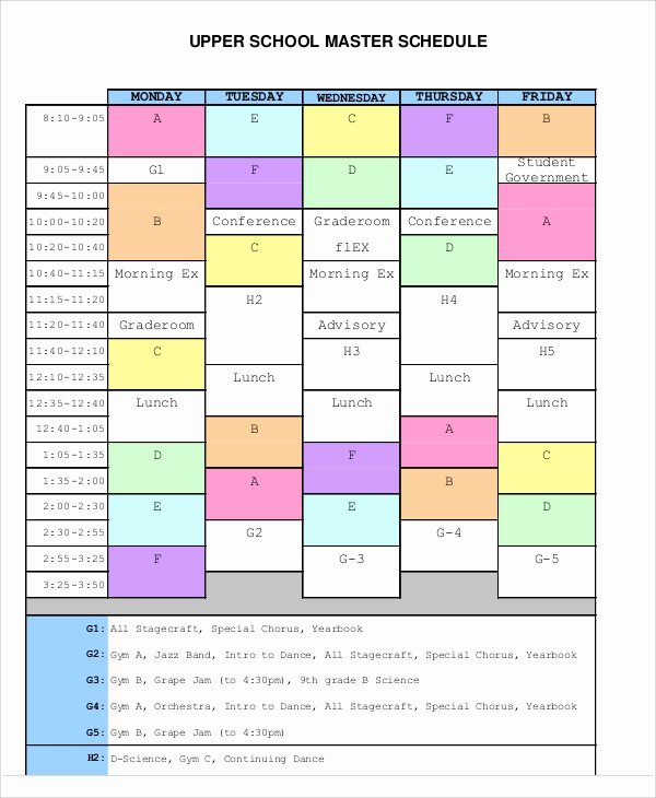 master schedule templates