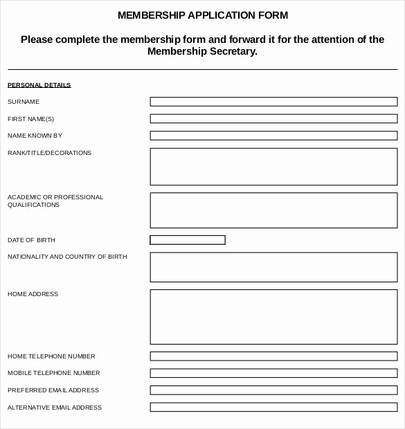 sample club application template