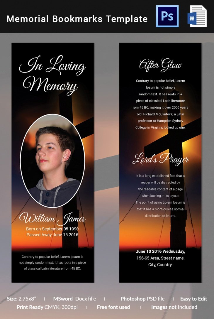 memorial bookmark