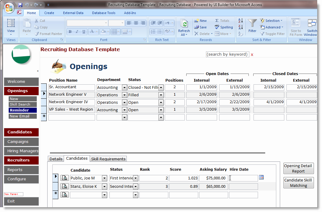 access database templates