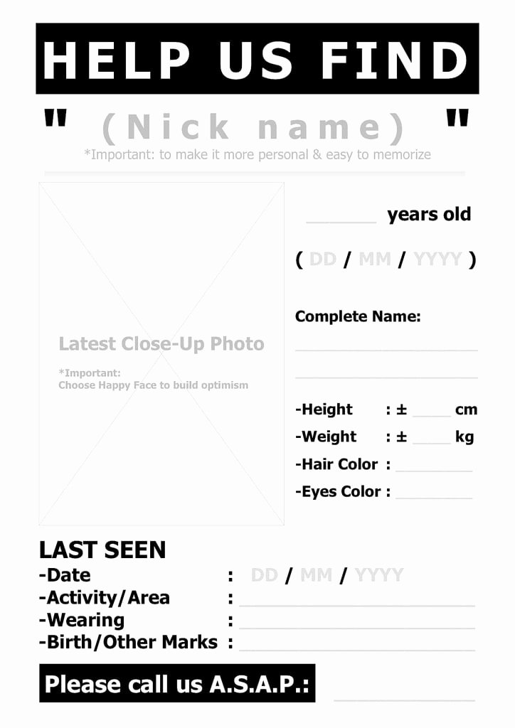 missing person poster template