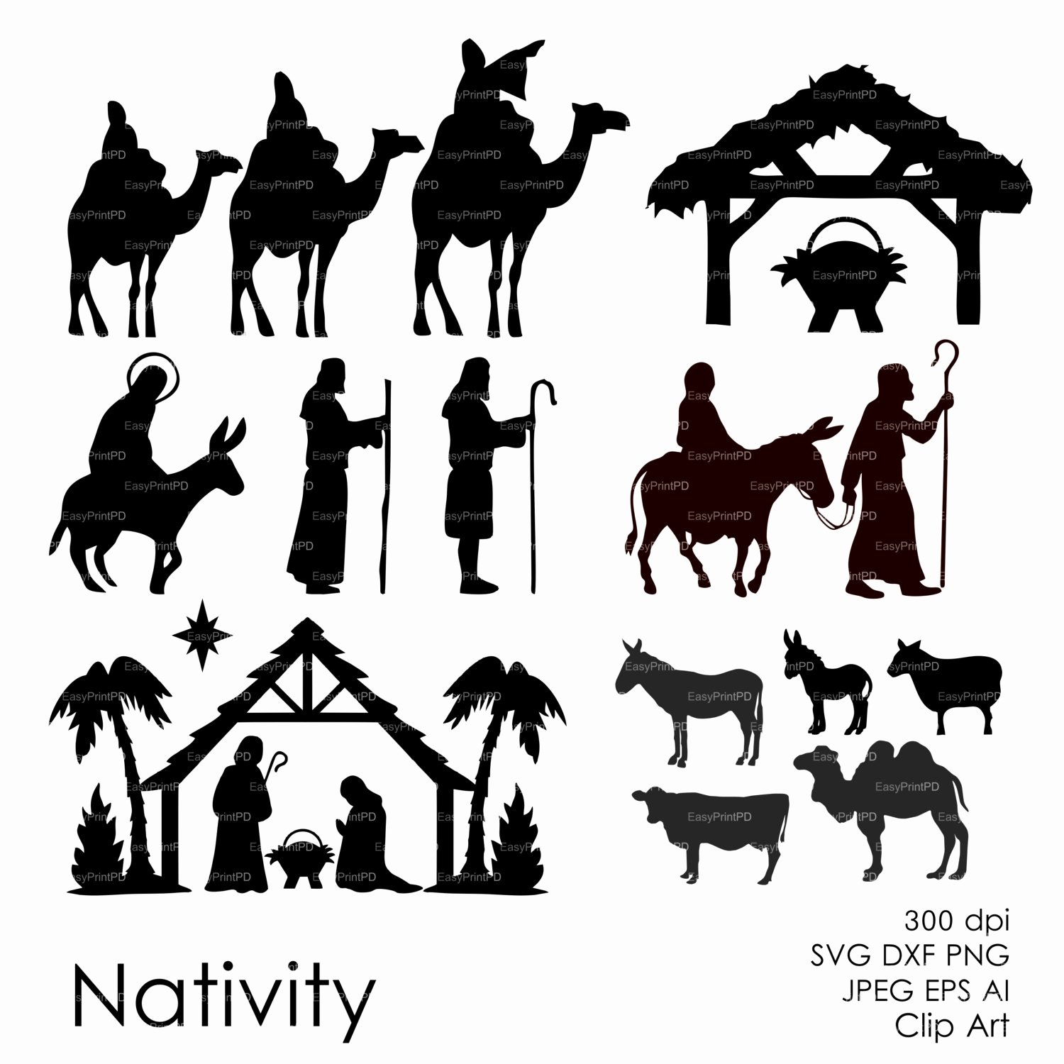 nativity christ silhouette overlays