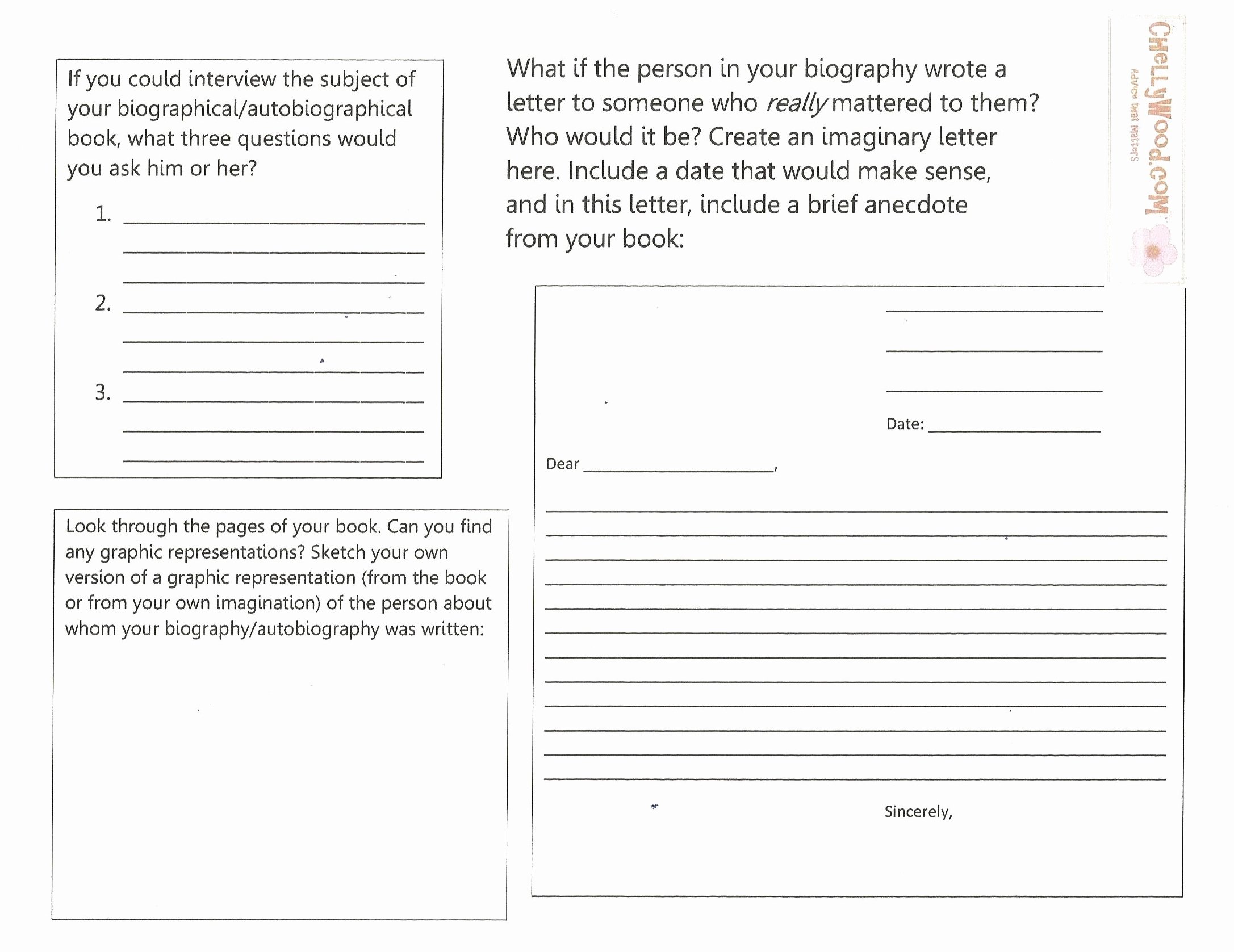 biographical book report form for teaching nonfiction using mon core standards