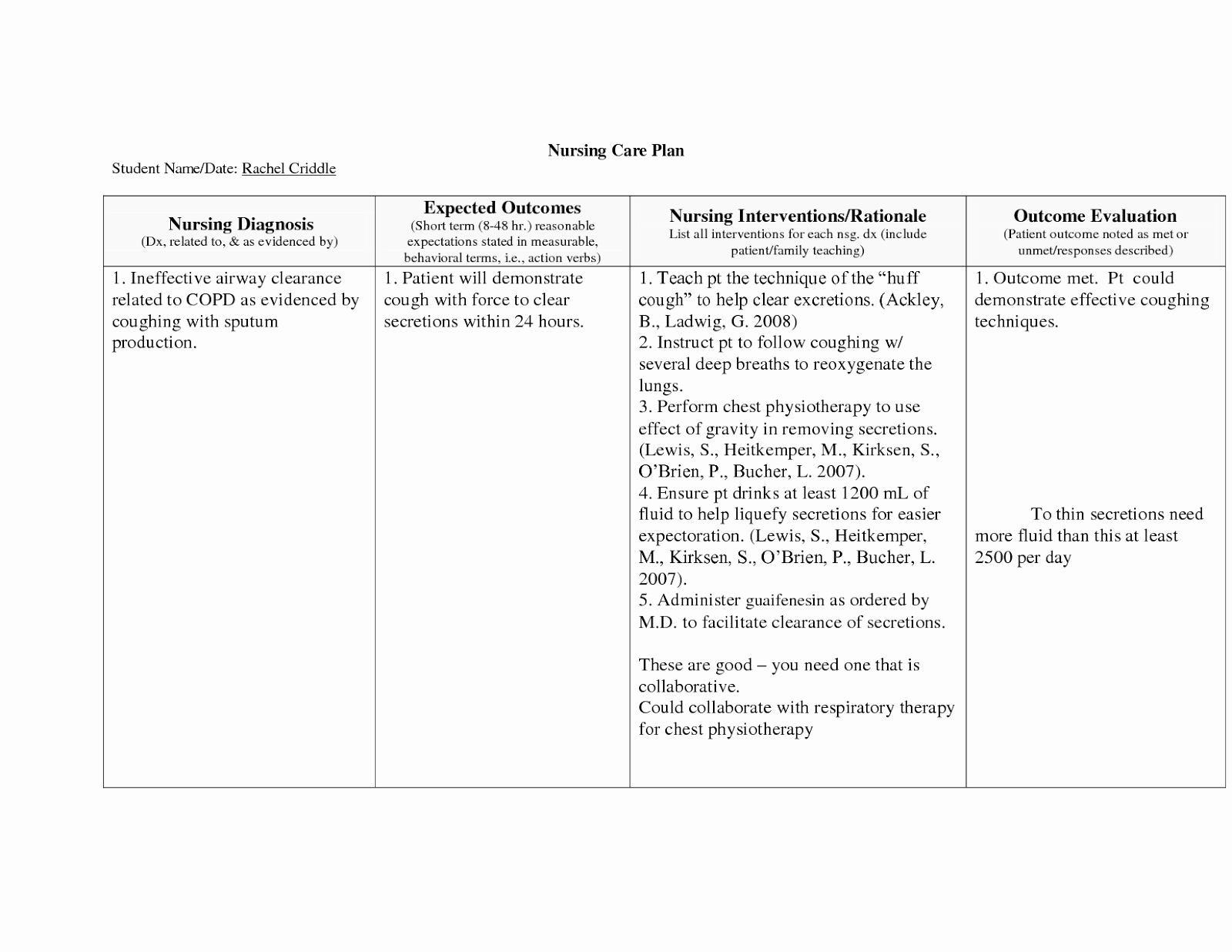 copd nursing care plan nursing care