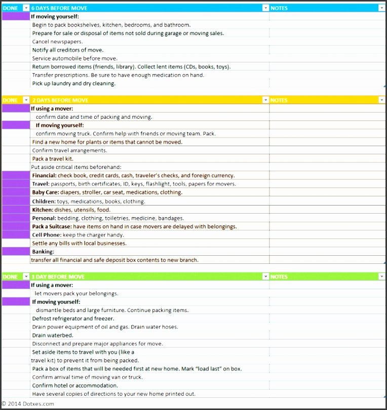 free office move checklist template