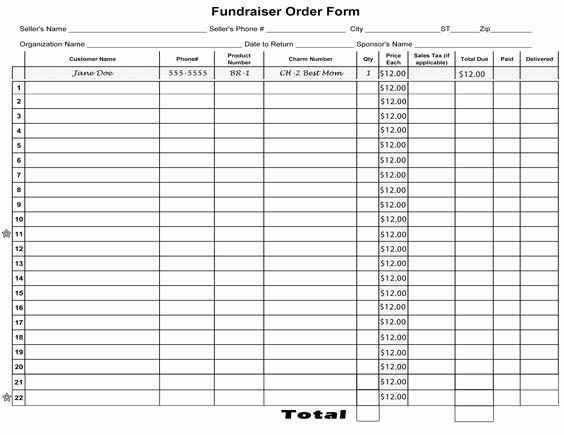 Order form Template Excel Elegant Fundraiser order Templates Word Excel Samples