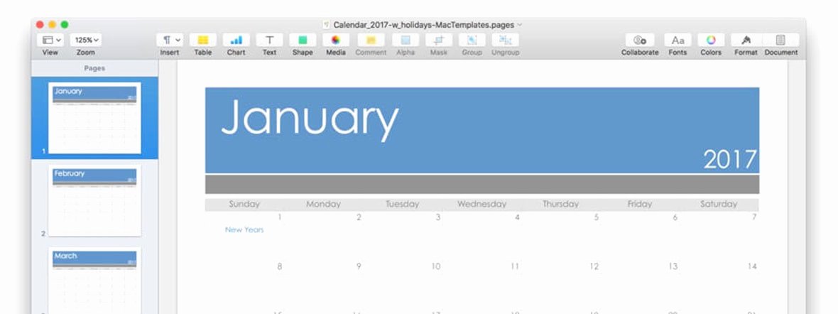 calendar template pages pdf updated 2017