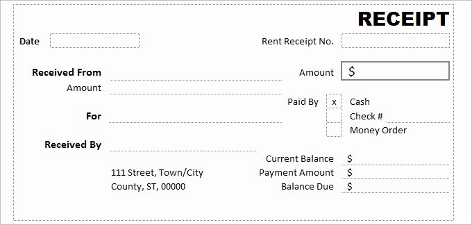 receipt template excel 162