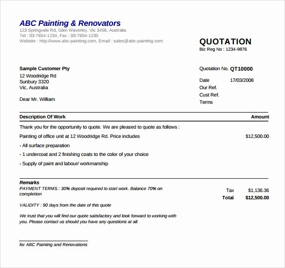 painting estimate template