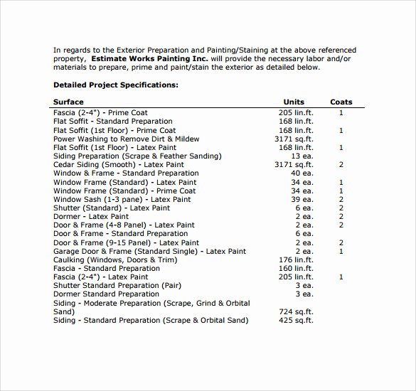 painting estimate template