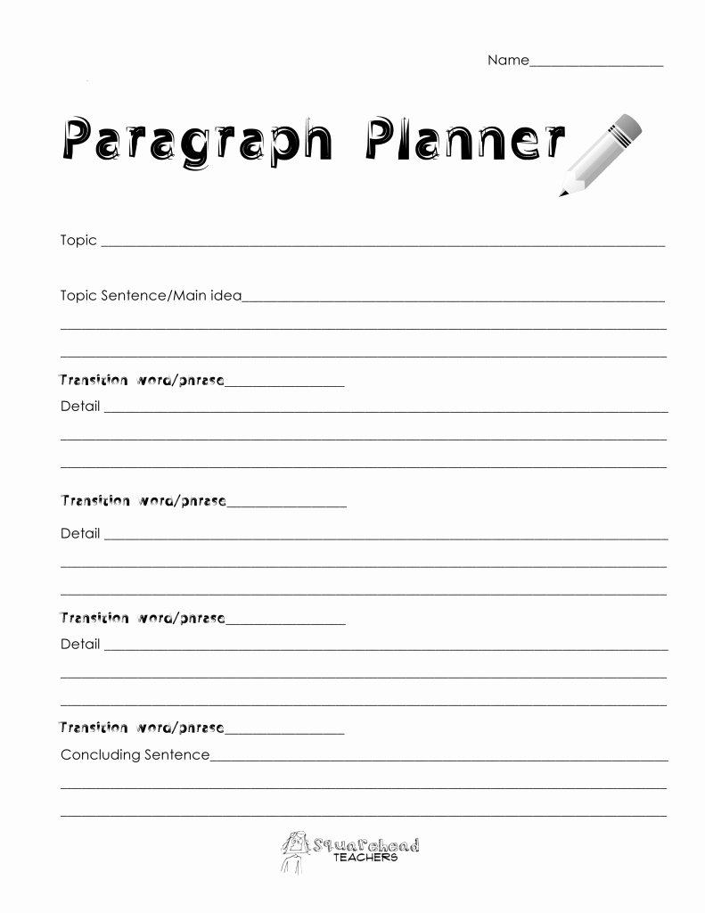 paragraph planner simple with transition words