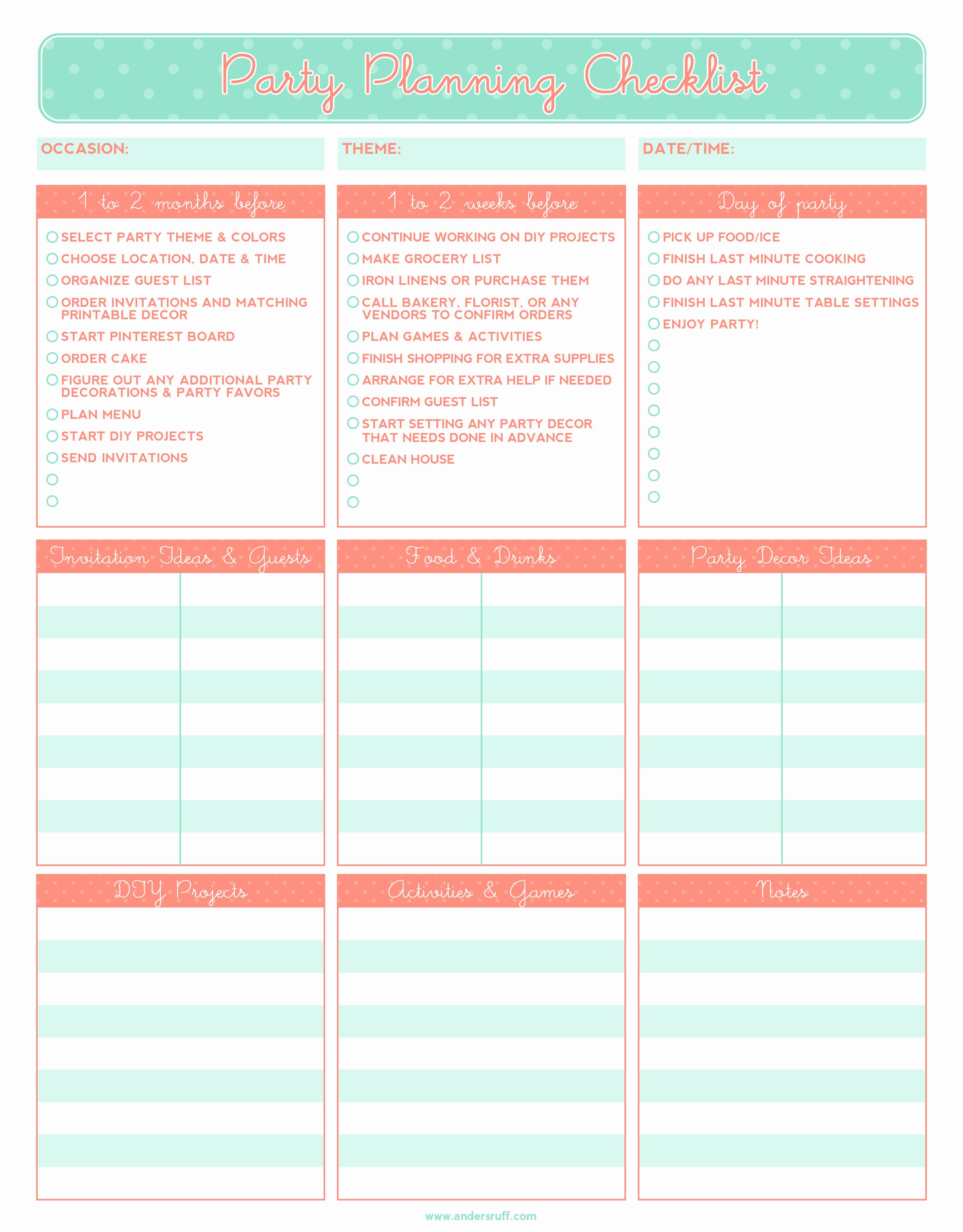 party planning template