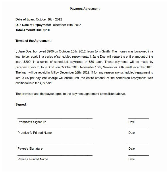 Payment Plan Agreement Template Awesome Payment Agreement Template Template