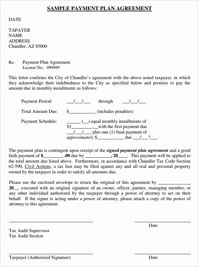 payment plan agreement template