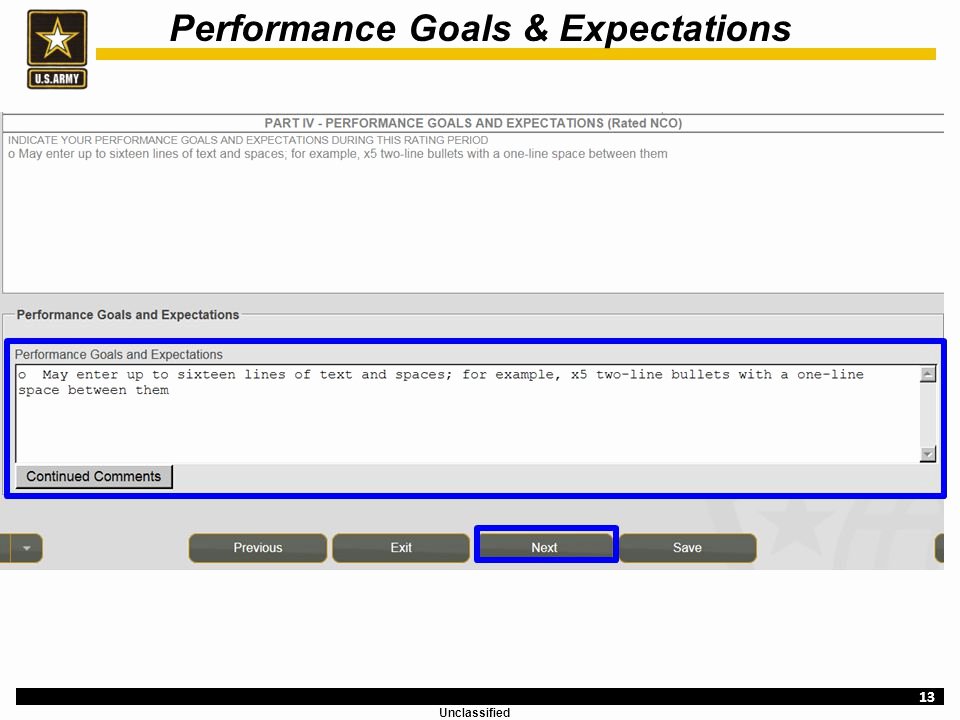 Performance Goals And Expectations Examples Army