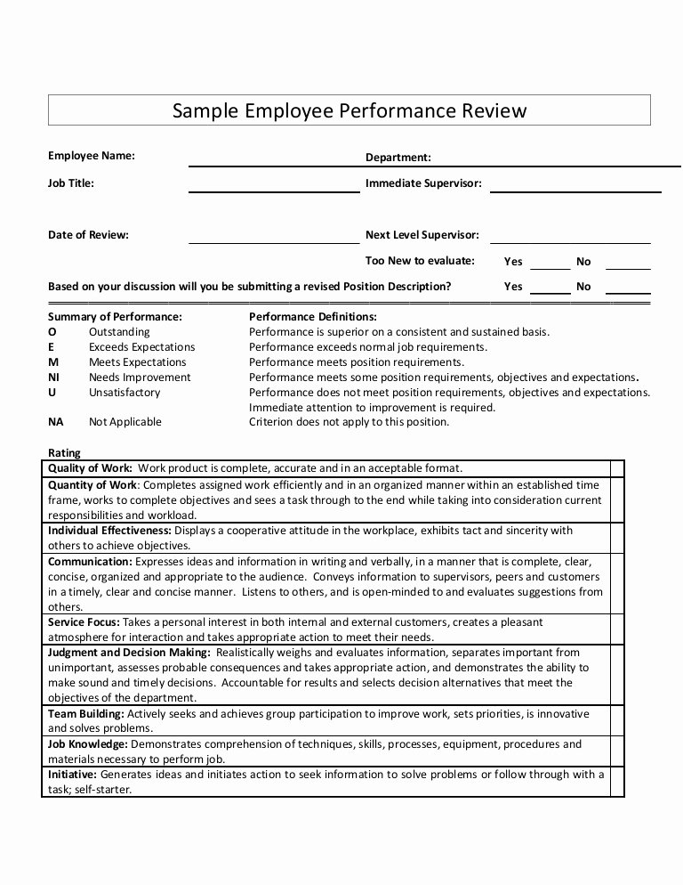 sample employee performance review