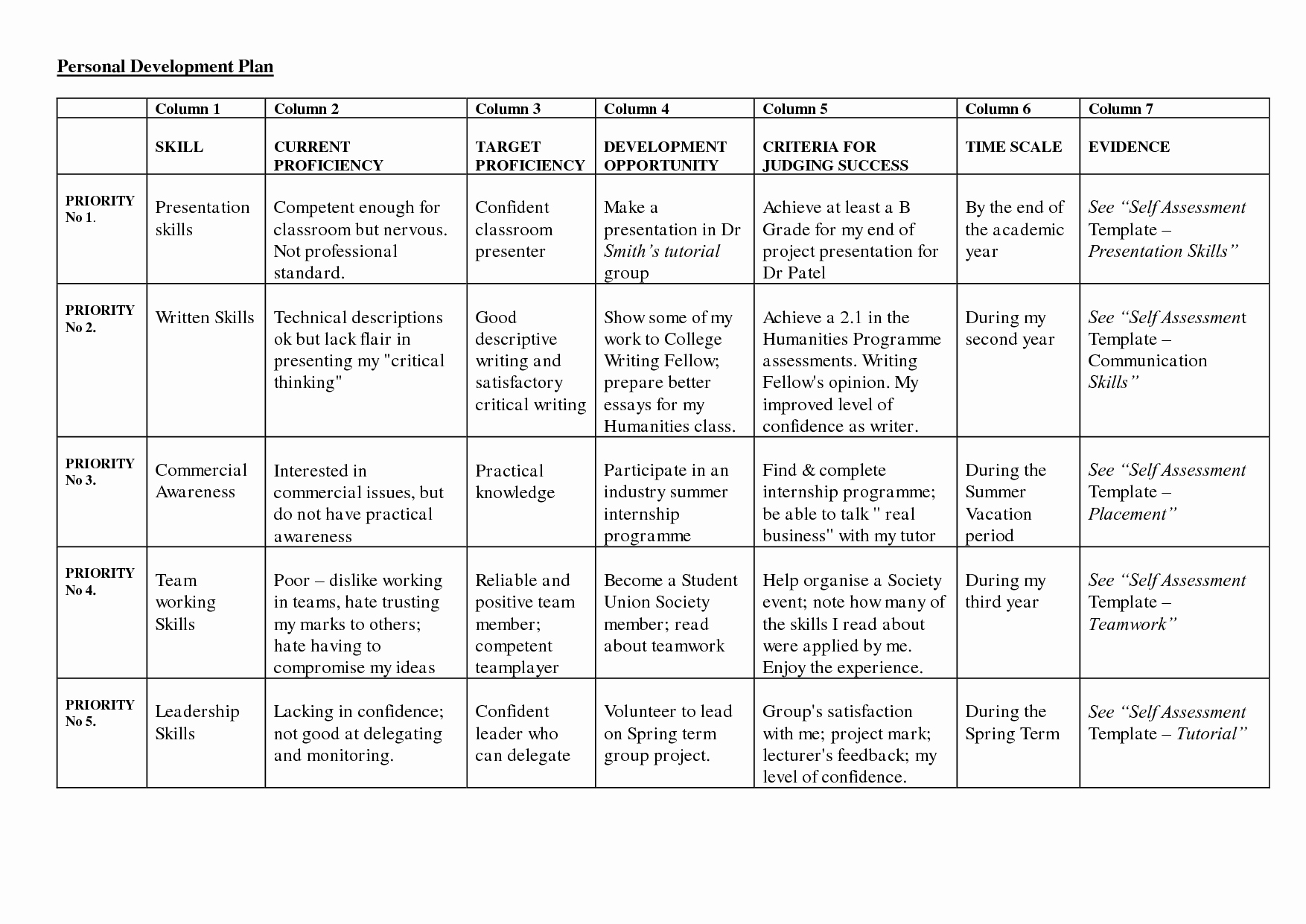 Personal Development Plan Childcare Example