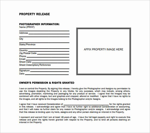 Personal Property Release form Template Inspirational 15 Property Release forms to Download for Free