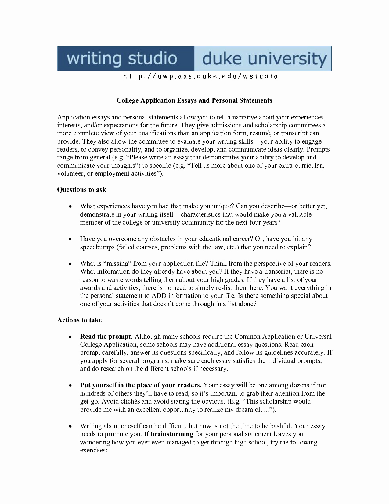 personal essay examples for college