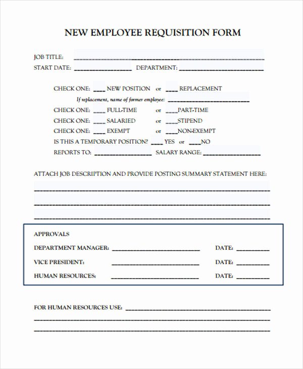 employment requisition form sample