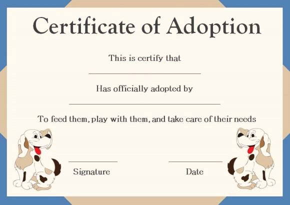 pet adoption certificate template