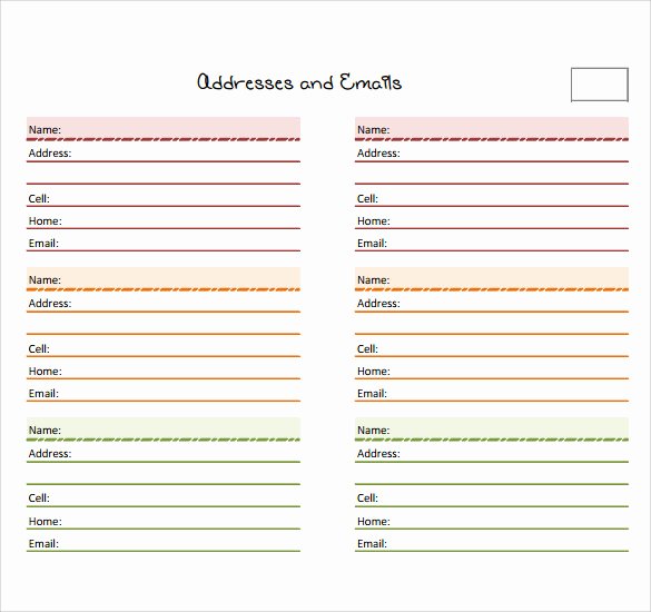 Phone Book Template Excel Unique Sample Address Book Template 9 Documents In Pdf Word Psd