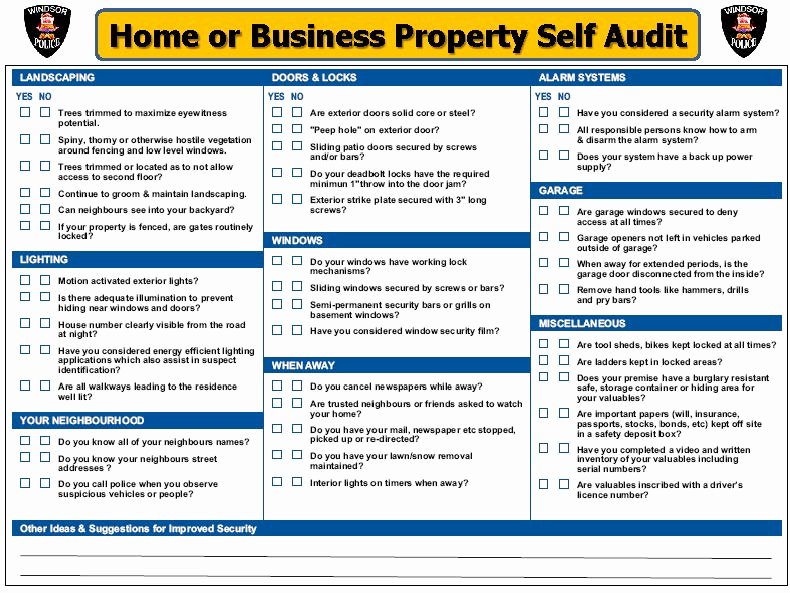 Home Business Security Self Audit Checklist