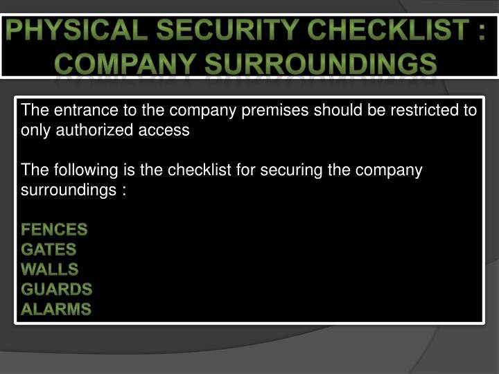 Physical Security Inspection Checklist Lovely Ppt Physical Security Powerpoint Presentation Id