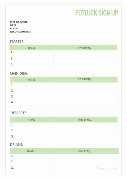 potluck checklist template