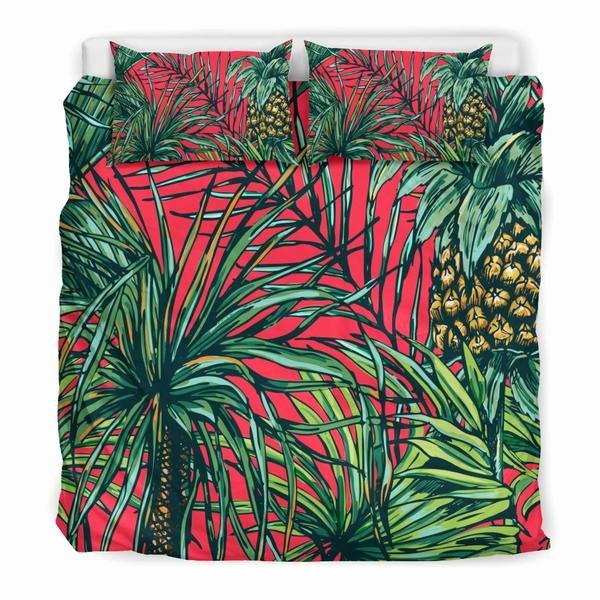 pineapple leaves hawaii pattern print duvet cover bedding set variant=