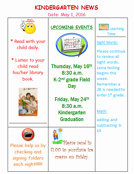 kindergarten newsletter template