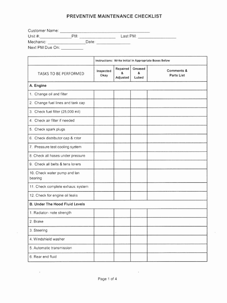 Printable Hvac Maintenance Checklist Pdf Printable Templates