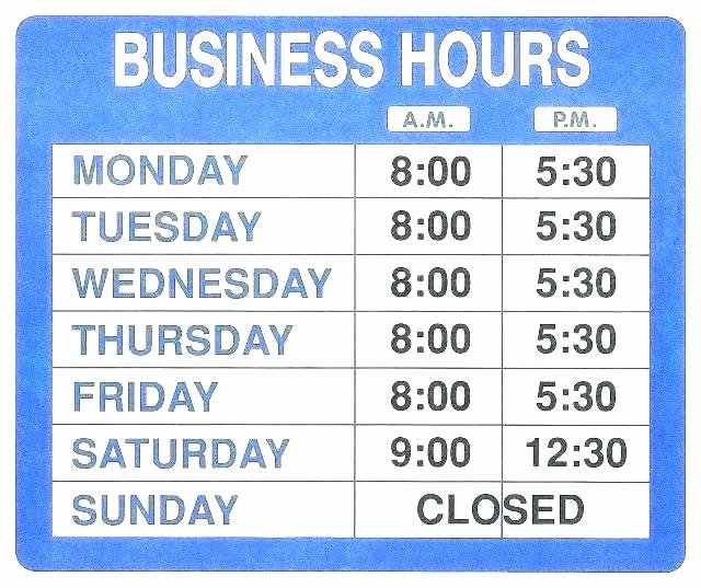 business hours template word