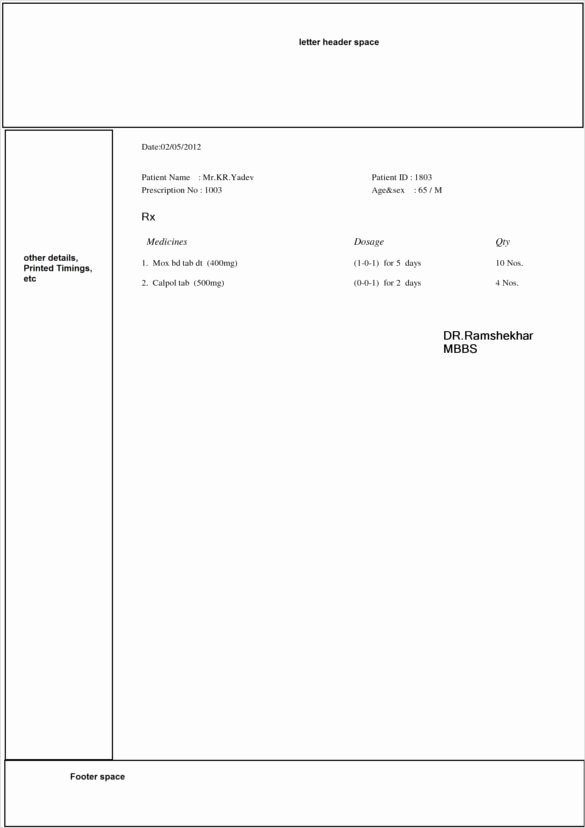 doctors prescription template