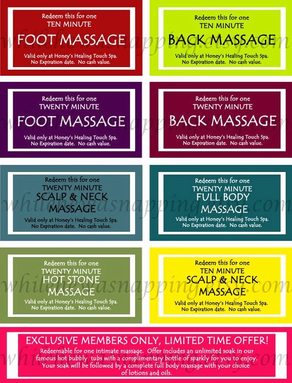 Printable Massage Coupons Unique Massage Coupons for Him or Her Instant by whilehewasnapping