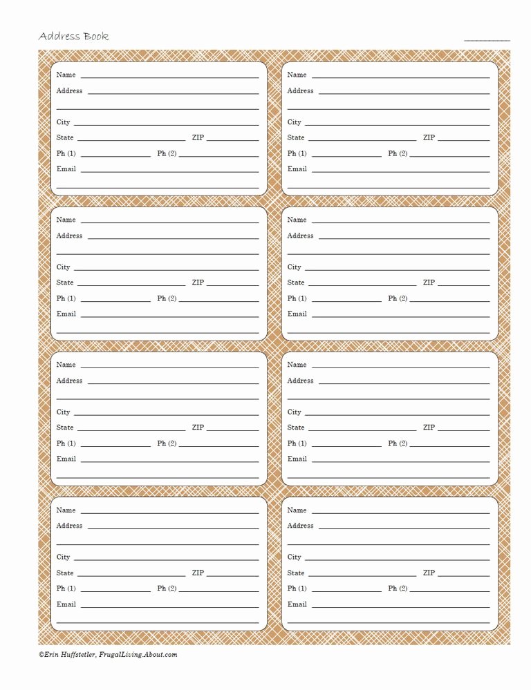 printable address book pages