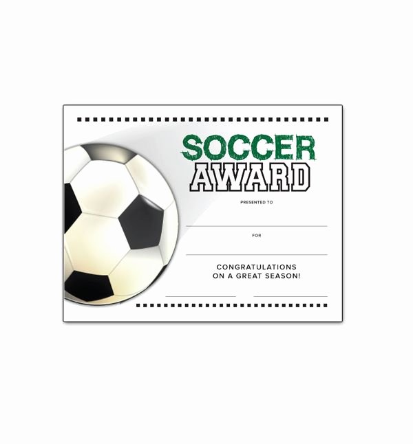 Printable soccer Certificate Fresh soccer End Of Season Award Certificate Free