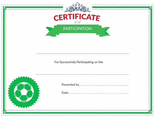 Printable soccer Certificate Luxury Printable soccer Certificate Of Participation Award