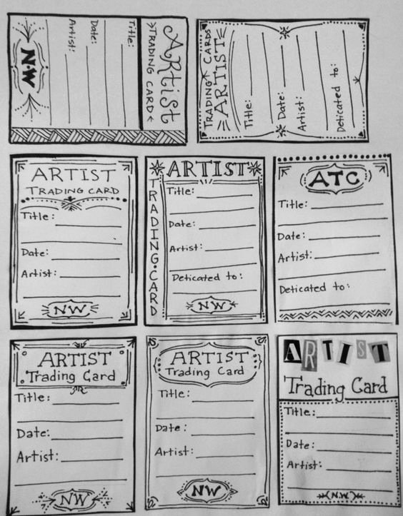 printable trading card template fresh artist trading card template for back of atc s of printable trading card template