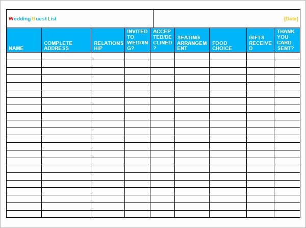 wedding guest list template