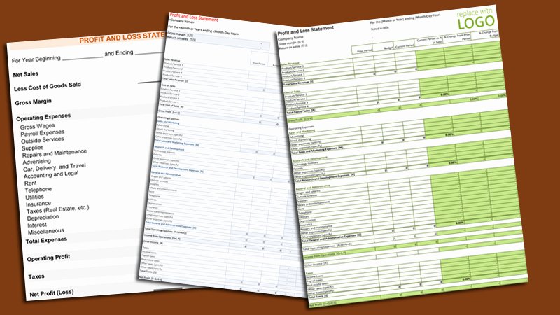 profit and loss template for self employed