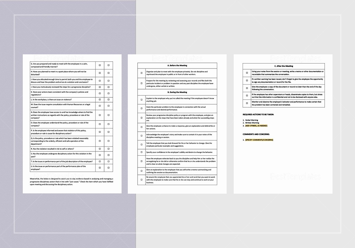 checklist progressive discipline documentation