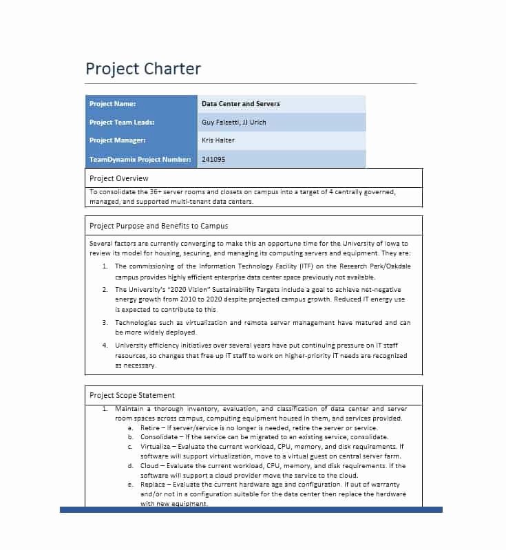 project charter template